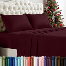 Utopia Bedding Full Sheet Set – 4 Piece Bed Sheets for Full Size Bed, Soft and Breathable Microfiber, Includes 1 Fitted Sheet, 1 Flat Sheet and 2 Pillowcases (Burgundy)