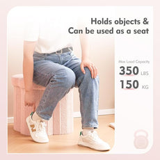 B FSOBEIIALEO Storage Ottoman Cube, Flowers Shaped Ottomans with Storage Foot Stool Footrest, Boucle Ottoman Seat for Dorm Room, Faux Teddy Fur, Pink 15