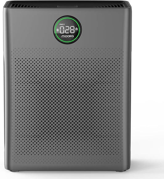 Air Purifiers for Home Large Room up to 2200sq.ft, MOOKA Air purifier for Home Pets with Washable Filter, PM 2.5 Display Air Quality Sensor Air Cleaner for Bedroom, Dorm room, Pets, Office PR1 (Black)