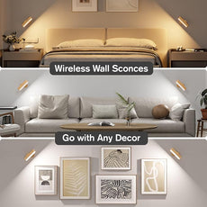 Battery Operated Wall Sconces, Wireless LED Wall Sconce Set of Two for Bedroom, Rechargeable Wall Lights for Picture, 5 Modes Dimmable Wall Lamps for Living Room, 2 Pack