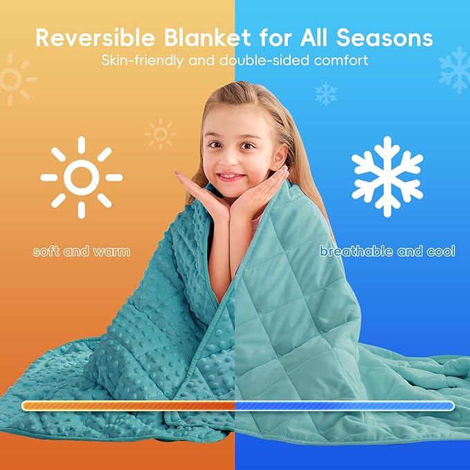 yescool Weighted Blanket 3 Pounds Teal Heavy Blankets for Sleeping, Microfiber Weighted Throw Blanket Breathable Warm Fleece Minky Blanket for 20-40lbs, 36"x48"