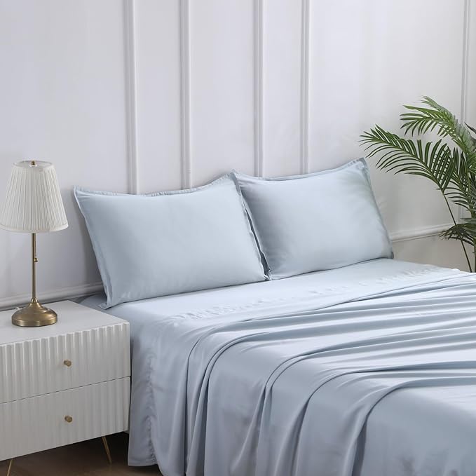 Queen Size 4 Piece Bed Sheet Sets – DeepSleep Tech Luxury Bedding Made with 100% Tencel Lyocell – Silky, Lustrous & Gentle on Skin – Day Dream