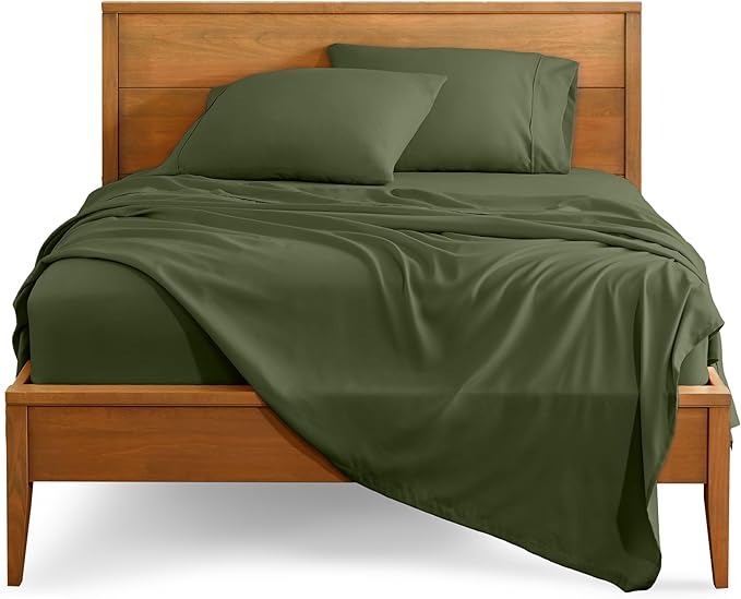 Bare Home Full XL Sheet Set - Luxury 1800 Ultra-Soft Microfiber Full Extra Long Bed Sheets - Double Brushed - Deep Pockets - Easy Fit - 4 Piece Set - Bedding Sheets & Pillowcases (Full XL, Cypress) BareHome