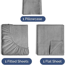 Extra Deep Pocket Twin XL Sheets - 3 Piece Breathable & Cooling Bed Sheets - Hotel Luxury Bed Sheet Set - Soft, Wrinkle Free & Comfy - Easily Fits Extra Deep Mattresses - Heathered Grey Sheets Set