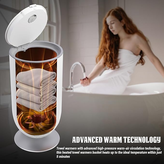 Phantomgogo Electric Towel Warmers for Bathroom Towel Heater Bucket Blanket Warmers for Home Bathrobes Warmer 27L Large Towel Warmer Bucket with Rapid Heating Technology (White)