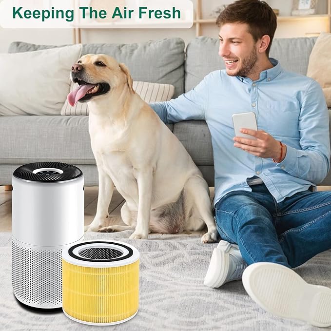 2 Pack Core 300/Core P350 Compatible with LEVOIT Core P350/Core 300 and Core 300S, Grade True Filter High-Efficiency Activated Carbon, Compare to Part # Core 300-RF (Yellow-2 Pack)