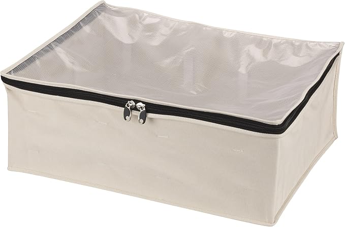 Household Essentials 3364-1 Cotton Canvas Blanket Storage Bags | Natural, Off-White