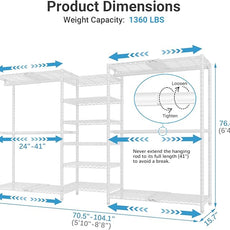 VIPEK X3 Plus Large Expandable Closet Rack Adjustable from 5'10
