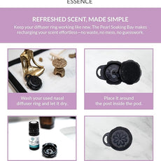 Essence Pearl Travel Case - Wearable Aromatherapy Kit with Nasal Diffuser Rings, Soaking Bay, and 5mL Essential Oil – Portable Wellness Gift Set for On?The?Go Self Care