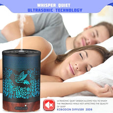 Metal Essential Oils Diffuser 150ML Aromatherapy Diffuser Cool Mist Humidifier with 7 Colors Lights Waterless Auto Off Air Diffusers as Gifts for Moms Women Girls (D-Hummingbird)