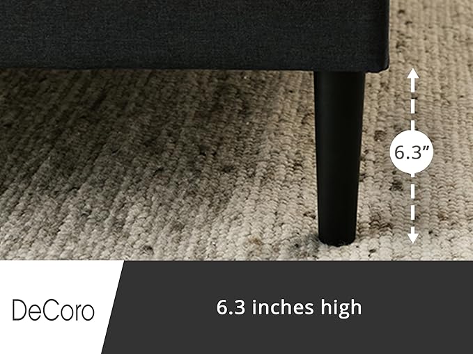 Decoro Mornington Upholstered 2.0 Platform Bed, Button-Tufted Fabric Headboard and Metal Frame with Wood Slat Support, Dark Grey, Queen