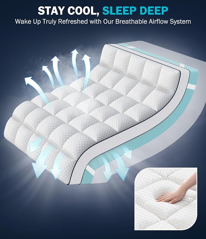 Dual Layer 4 Inch Memory Foam Mattress Topper Twin Size, 2" Cooling Gel Memory Foam & 2" Plush Pillow Top, CertiPUR-US Mattress Pad Cover Medium Support for Pressure Relief, Deep Pocket, White