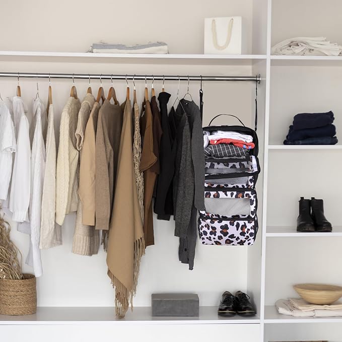 Suitcase Organizer, Travel Luggage Organizer Portable Hanging Travel Shelves Collapsible Hanging Packing Cubes for Carry on Suitcase