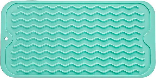 Silicone Dish Drying Mat for Multiple Usage,Easy clean,Eco-friendly,Heat-resistant Silicone Mat for Kitchen Counter or Sink,Refrigerator or Drawer Liner Mint S 12 inches x 6 inches