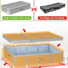 punemi Under Bed Storage With Lids, 2 Pack Large Underbed Storage Containers Clothes W/ 3 Handles, Foldable Low Profile Stackable Drawer Organizer Bins Box for Blanket Shoe Bedroom, 31.1*15.7*6inch