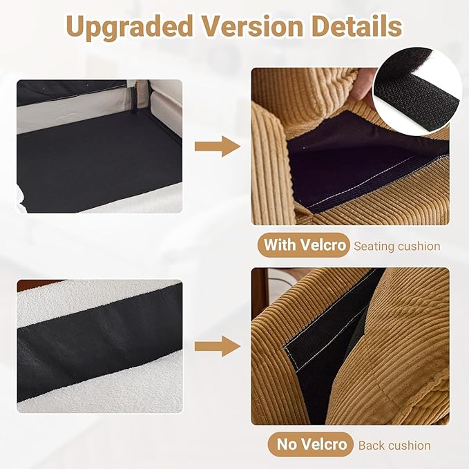 VINGLI 121" L Shape Sectional Couch, Convertible Sectional Couch for Living Room & Apartment,Modern 3-Seat Convertible Modular Sofa with 1 Ottoman，Corduroy,Khaki