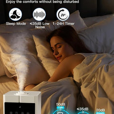 9L/2.4Gal Cool Mist Humidifier, Top Fill Quiet Ultrasonic Humidifiers for Bedroom, Covers 550ft², 60H Runtime, 24H Timer, 7 Colors Light, 4 Mist Modes Humidifier Large Room, Home, Office, White