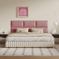 Pink Free-Standing Headboard Queen Size - 6-Panel DIY Bed Backboard with Soft Faux Leather, 24