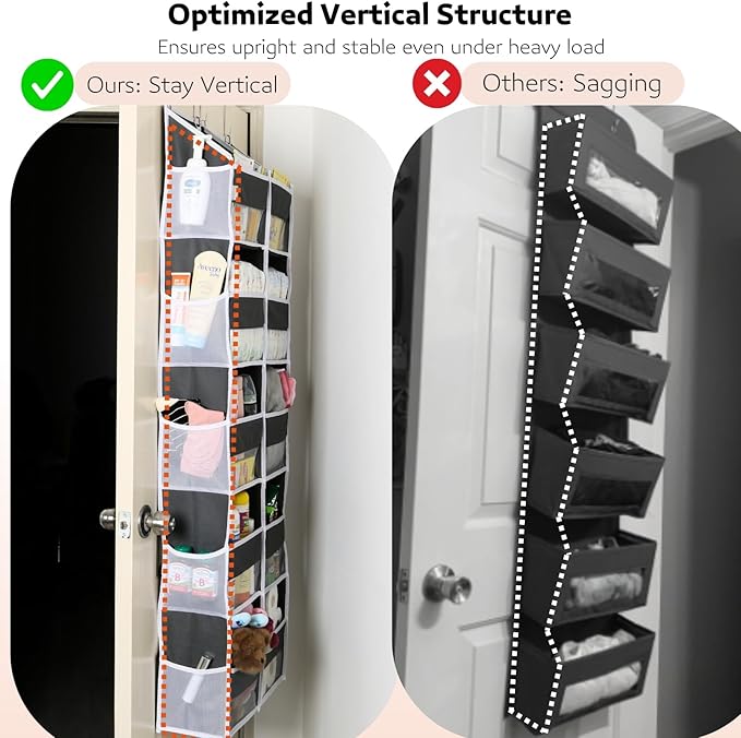 Over the Door Organizer 5 Tiers, Extra Large Behind Door Storage of 10 Compartments, 80 lbs Weight Capacity Over Door Organizer, Door Hanging Organizer for Closet, Diaper Organizer, Room storage