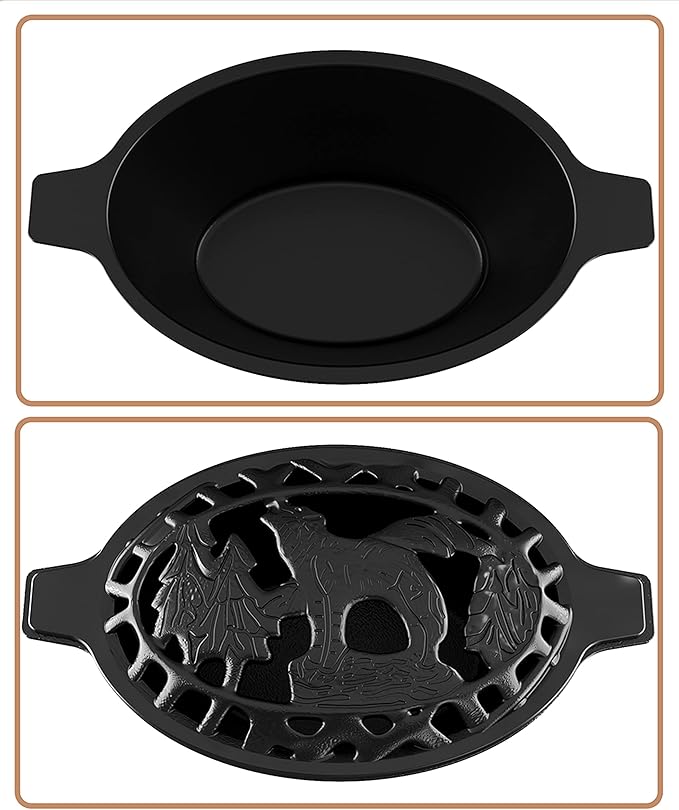 Fire Beauty Woodstove Steamer Stove Humidifier Cast Iron Lattice Top Rust Resistant 2.3 Quart Capacity (wolf)