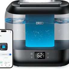 Dreo Smart Humidifiers for Bedroom, Top Fill 4L Supersized Humidifier Large Room with 28 dB, 36H Runtime, Touch/APP/Voice Control, Nightlight, Cool Mist Humidifiers for Baby, Plants, Indoor, Black