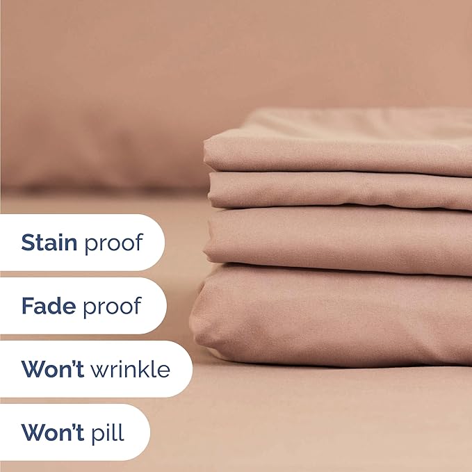 Twin XL 4 Piece Sheet Set - Cooling & Breathable Bed Sheets - Hotel Luxury Bed Sheets for Women, Men, Kids & Teens - Bedding with Deep Pockets & Easy Fit - Soft and Wrinkle Free - Twin XL Mauve Sheets