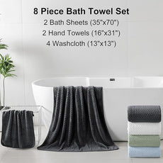 Ferdilan 8 Pack Black Bath Towel Set, 2 Extra Large Bath Towel Sheets, 2 Hand Towels and 4 Washcloths Ultra Soft and Absorbent Chair Towels for Bathroom, Quick Dry Towel for Home Hotel