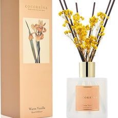 Cocorrína Reed Diffuser - Warm Vanilla Scented Diffuser with 8 Sticks Home Fragrance Reed Diffuser for Bathroom Shelf Decor