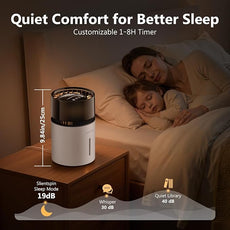 3L Mist-Free Evaporative Humidifier for Bedroom, Top Fill Humidifier Work with Tap Water, Touch Control,USB Powered, Sleep Mode, Night Light,1–8H Timer, Easy-Clean Design for Home Office