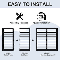 Metal Bookshelf, 5 Tier Bookshelf with Adjustable Shelves, Black Bookcase, Heavy Duty 69” Tall Bookcase, Large Book Case Book Shelf for Bedroom, Living Room, Office, Library
