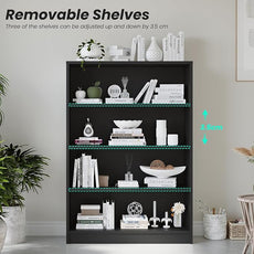 Farini 4 Shelf boockase Display Bookcase Freestanding Wooden Bookshelves for Home Office Living Room,48 Inch Height,Black