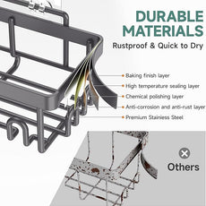 Veken Rustproof & Waterproof Shower Caddy 6-Pack, No Drilling Adhesive Shelves Rack with Soap Holder, Large Capacity Bathroom Organizers and Storage, Wall-Mounted Kitchen & Home Decor, Dark Grey