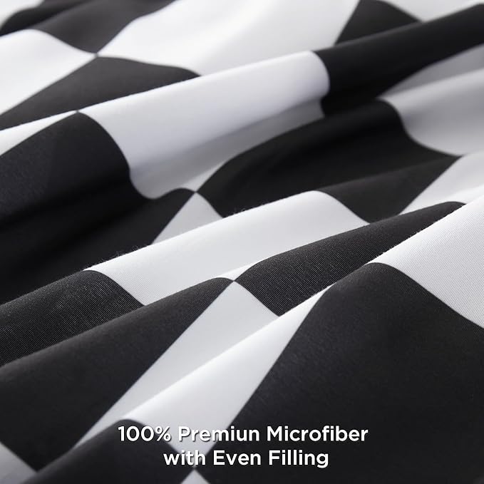 Andency Checkered Comforter Full(79x90Inch), Black White Plaid Gingham Buffalo Grid Bed Set for Boys Kids Teens, 3 Pieces Lightweight Microfiber Geometric Preppy Bedding