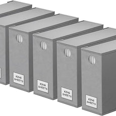 SpaceAid 6 Pack Bed Sheet Organizers and Storage, Foldable Sheet Organizer with Window for Linen Closet, Set Folder Keeper for Queen & King Size Bedding Storage (Gray)