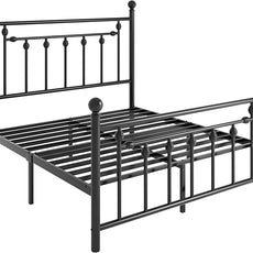 SHA CERLIN 14'' Full Size Metal Platform Bed Frame/Victorian Headboard and Footboard/Steel Slats Mattress Foundation for Storage/No Box Spring Needed/Noise Free/Black