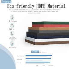 Adirondack Chair Set of 8, Folding All-Weather Outdoor HDPE Patio Chair with Cup Holder, Black