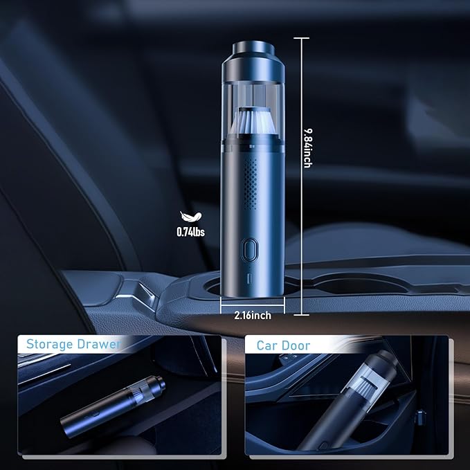 Cordless Car Vacuum,4-in-1 Portable Mini Handheld Vac,2 Suction Modes,16kpa Suction Power Blowing & Inflating 2 Modes,Vacuum for Car,Home,Pet Hair,Office, Desk,Keyboards (Black)