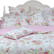 FADFAY Rose Floral Duvet Cover Set Pink Grid Cotton Girls Bedding with Hidden Zipper Closure 3 Pieces, 1duvet Cover & 2pillowcases,Twin Size