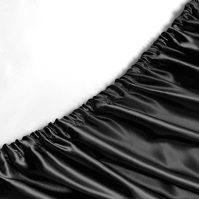 Satin Sheets Queen Size - 6 Pieces Luxury Silky Soft Bed Sheets, Wrinkle-Free Black Satin Silk Sheet Set with 1 Deep Pocket Fitted Sheet, 1 Flat Sheet, 4 Pillow Cases
