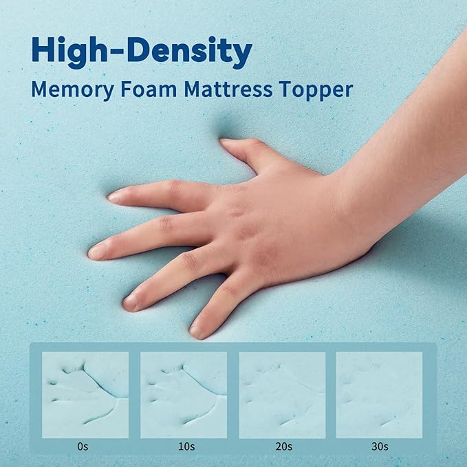 3 Inch Gel Memory Foam Mattress Topper Queen, Cooling Mattress Topper with Removable & Washable Bamboo Cover, CertiPUR-US Certified