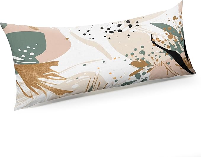 Microfiber Body Pillow Cover with Hidden Zipper,Comfortable Fabric,Floral Print Pattern Body Pillow Case,Lightweight and Breathable,The Size is 20 "X 54"(Flower-17)