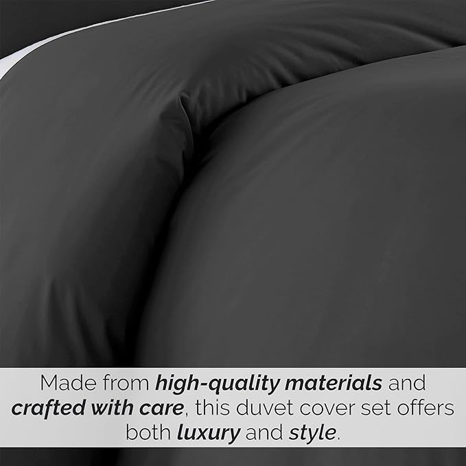 Southshore Fine Living, Inc. Premium Collection Oversized King Duvet Cover Set, Soft Duvet Cover 3-Piece, Two Matching Shams (108 in Wide x 98 in Long), Black, King/California King