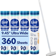 Large Lint Rollers for Carpet, 9.45'' Sticky Rollers for Floor with 360 Sheets, Extendable Long Handle Sticky Mop for Cleaning Couch, Curtains, Cars, Clothing, and Pet Hair