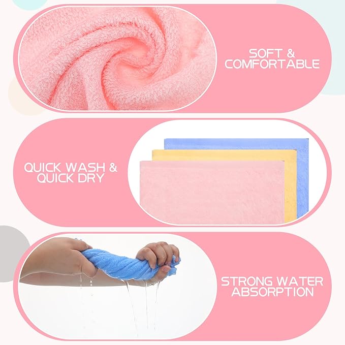 Newwiee 40 Pcs Wash Cloth Bulk Cotton Bath Hand Face Washcloths Soft Quick Drying Towel for Women Bathroom Washing Body Viscose Fiber Multipurpose Fingertip Rags(Vivid Color,12 x 12 Inch)