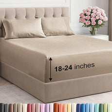 Extra Deep Pocket Queen Sheet Set - 4 Piece Breathable & Cooling Bed Sheets - Hotel Luxury Sheet Set - Ultra Soft, Wrinkle Free & Comfy - Easily Fits Extra Deep Mattresses - Deep Pocket Cream Sheets