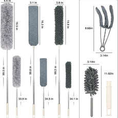 10 PCS Microfiber Feather Duster Kit, Dusters for Cleaning with Extension Pole, Retractable Bendable, Gap Dust Brush Blind Duster, for Cleaning Ceiling Fan, High Ceilings, Cars