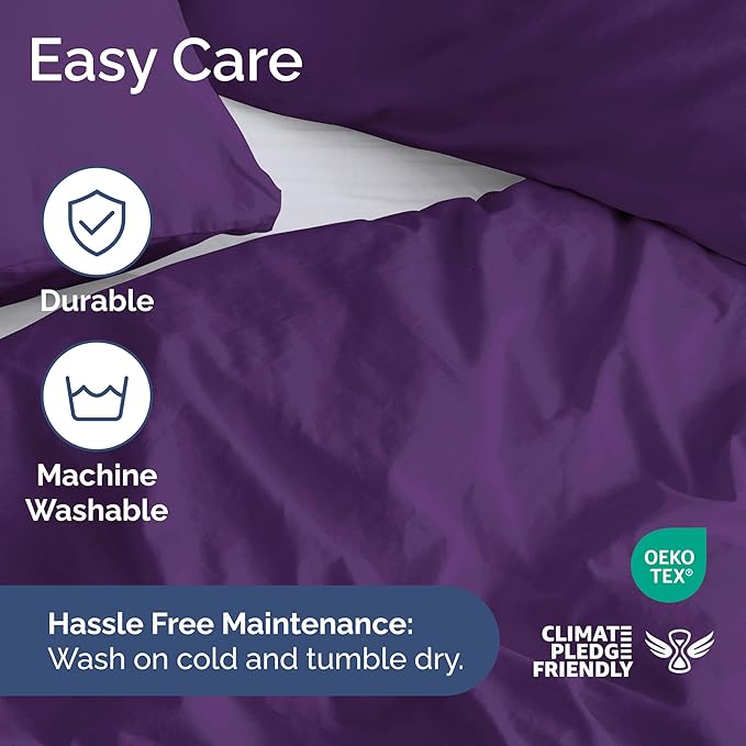 Duvet Cover Twin/Twin XL Size Set - Extra Soft Duvet Cover 68 x 90 with 1 Pillow Sham - Hotel Luxury, Easy Care and Fade Free with Zipper Closures & Ties - Comfy, Cozy Breathable Bedding Set (Purple)