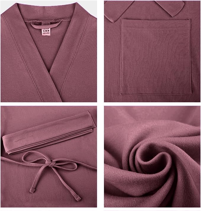 U2SKIIN Womens Robes, 100% Cotton Lightweight Robes 3/4 Sleeves Kimono Knit Soft Loungewear Short Bathrobe