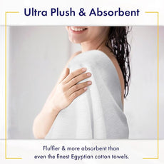 100% Organic Zero-Twist Cotton Towels - GOTS Certified Luxury Bath Towels - Ultra Soft & Plush 700GSM Long-Staple Cotton - 6 Piece Towel Set (White)