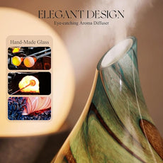 Porseme 280ml Essential Oil Diffuser Glass Color Changing Aroma Air Diffusers Aromatherapy Ultrasonic Cool Mist Humidifier 7 Running Hours Waterless Auto-Off for Sleeping, Yoga, Spa (Teal Green)